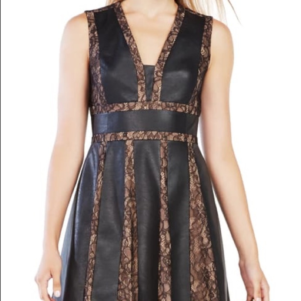 BCBGMax Azria Women's Val Knit Faux Leather Dress